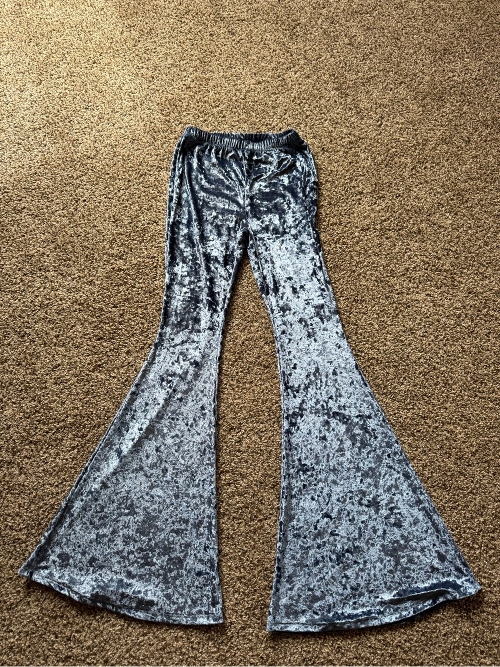 Blue And Gray Velvet Flare bottoms